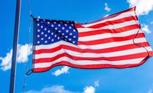 US Flag flying on pole